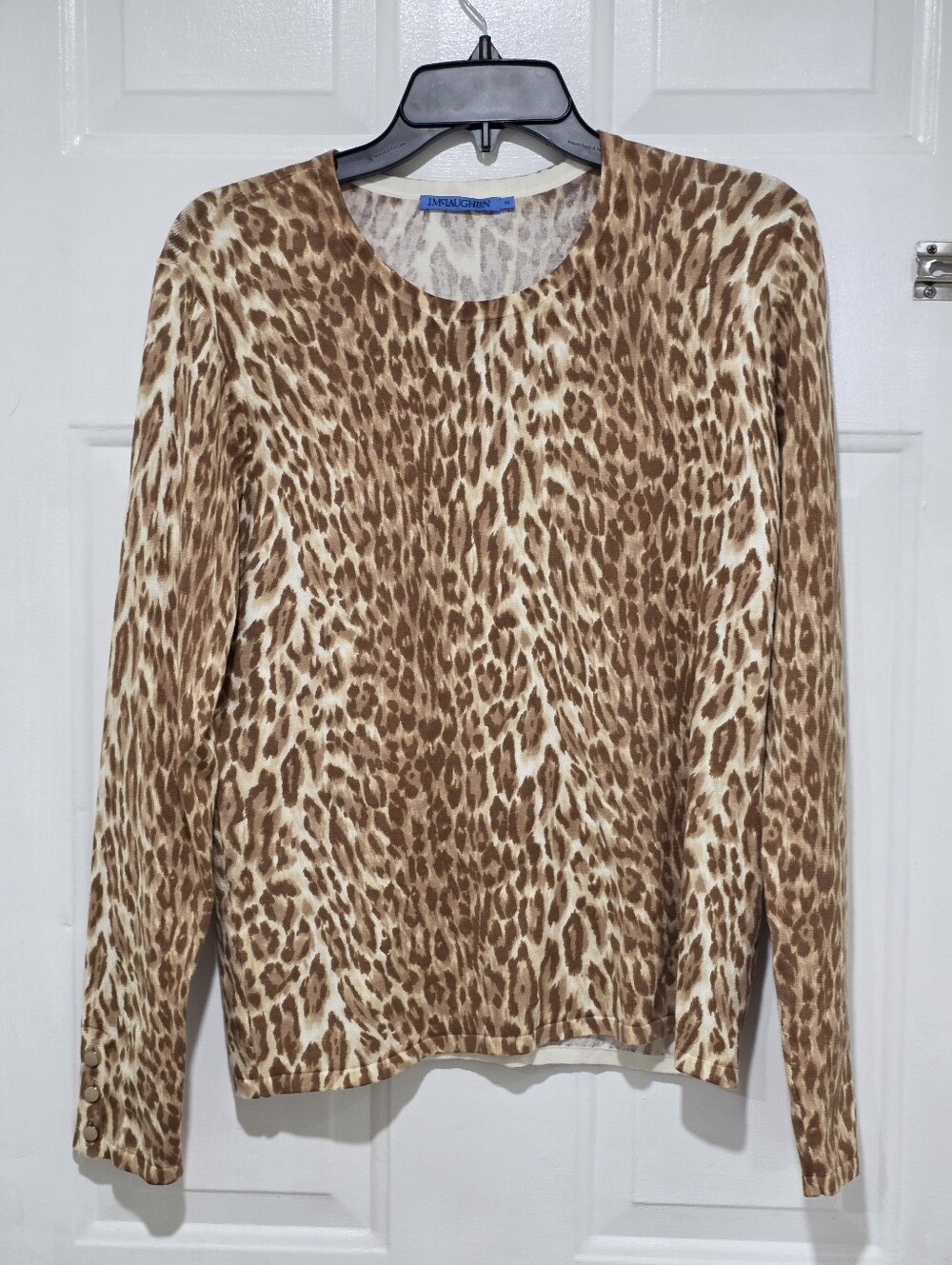 J.Mclaughlin Women's Sweatshirt Leopard Long Sleeve Size M